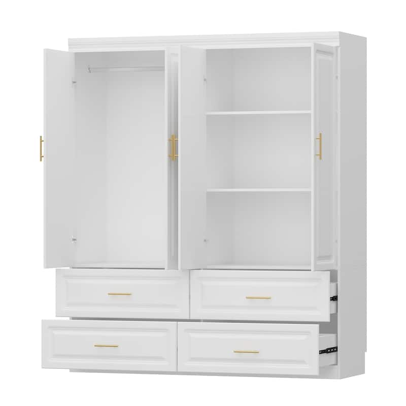 93.9"H/74.2"H Armoires Wardrobe Closet Cabinet Hanging Drawers Storage