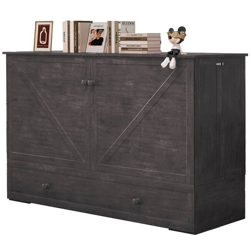Mixoy Murphy Bed,Cabinet Chest Bed with Charging Station&Storage