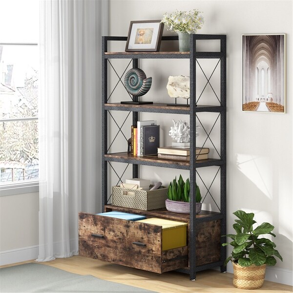 File Cabinet with Drawer, Free Standing Letter Size/A4 Size Lateral Filing Cabinet. Opens flyout.