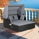 preview thumbnail 17 of 61, Outdoor Patio Daybed with Canopy and Foldable Side Trays - 65" x 60.5 x 58.5" Grey