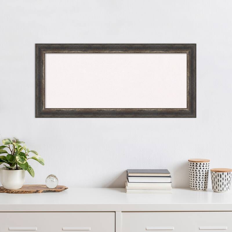 Bark Rustic Char Narrow Framed White Corkboard Bulletin Board