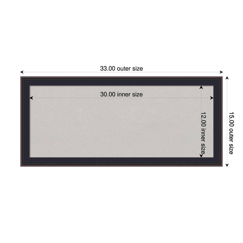 Havana Black Bronze Framed Cork Board - Bulletin Board, Organization Board, Pin Board - Grey - 33 x 15 in