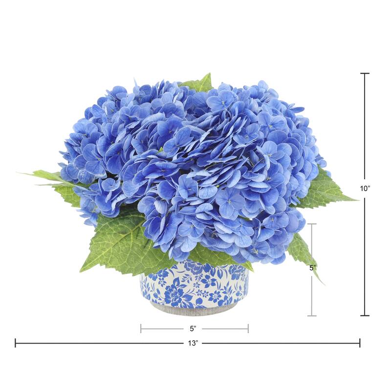 Real Touch Hydrangeas Arranged in Decorative Ceramic Pot