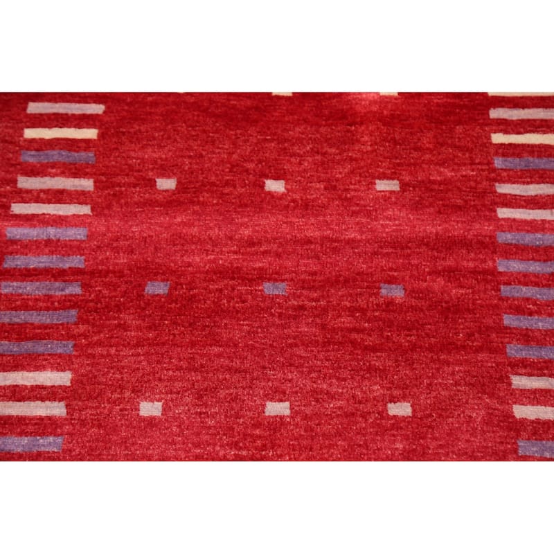 Geometric Gabbeh Kashkoli Oriental Area Rug Hand-knotted Wool Carpet - 2'7" x 4'2"