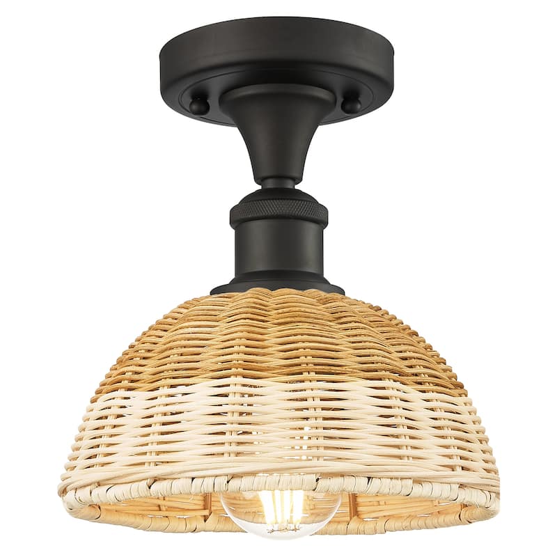 Innovations Lighting 516-1C-9-8 Bristol Natural II Semi-Flush Bristol - Oil Rubbed Bronze / Natural