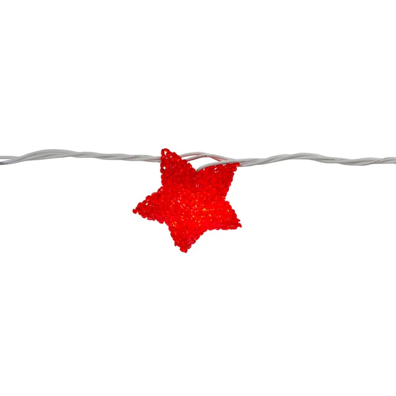 10ct Red Blue Fourth of July Star String Light Set, 5.25' White Wire