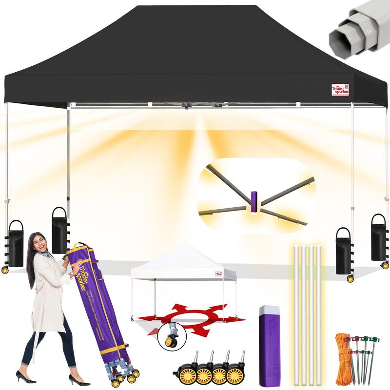 Tradesparker ez Pop-Up Canopy Tent Commercial Instant Shade - 8X12ft without sidewall - Red