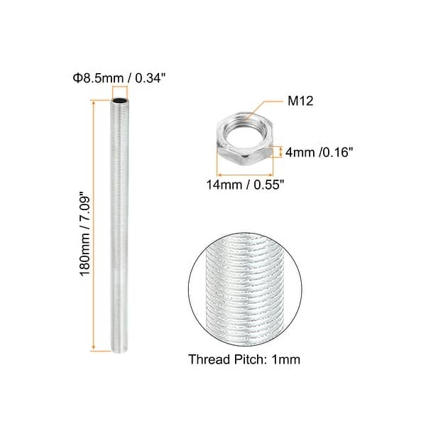 M12 Thread Lamp Pipe Kit With Nut All Thread Rod Fastener Hardware 