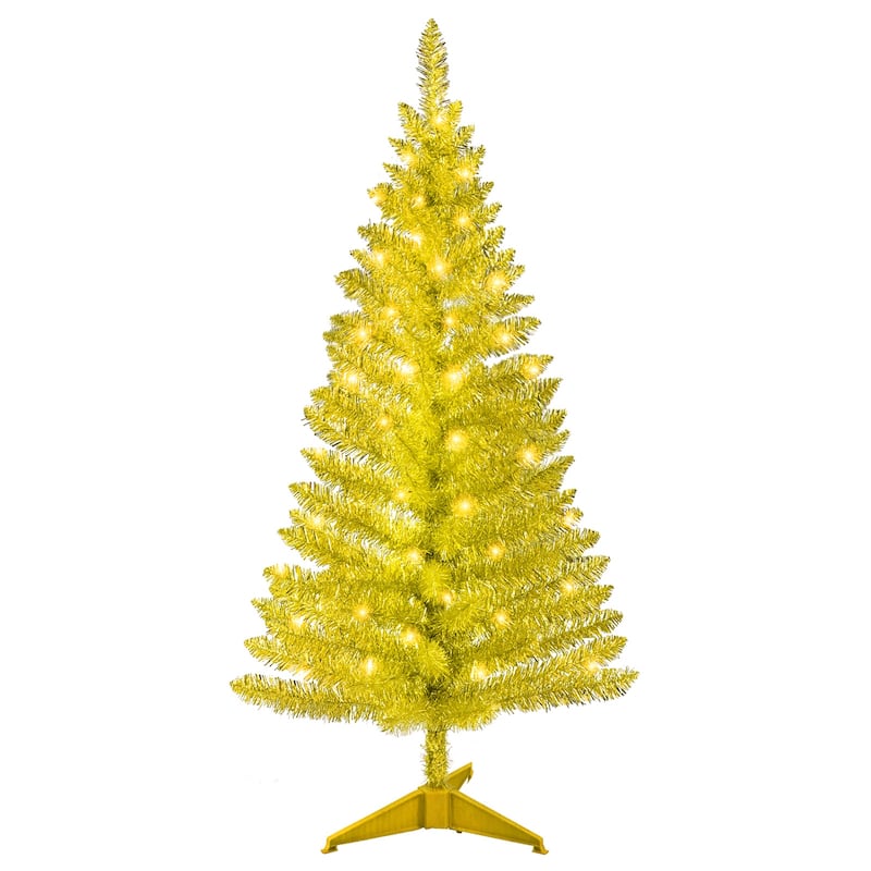 Pre-Lit Gold Artificial Christmas Tree - UL Lights, Small Space/Tabletop Decor