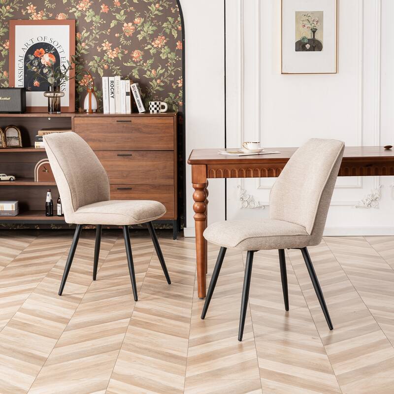 Mid Century Modern Armless Fabric Dining Room Chairs Set of 2