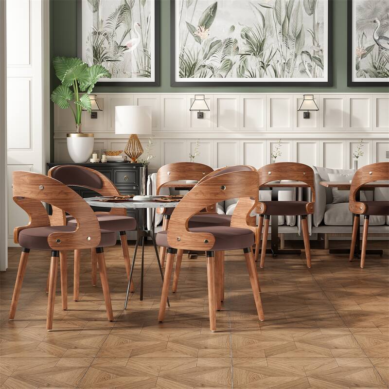 Modern Upholstered Dining Chairs with Curved Backrest (Set of 2)