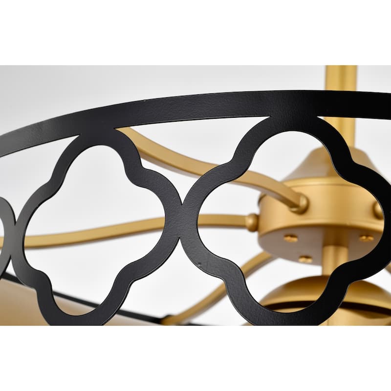 Kirstin 23-inch Matte Black and Gold 6 Lights 3 Blades Lighted Ceiling Fan with Remote