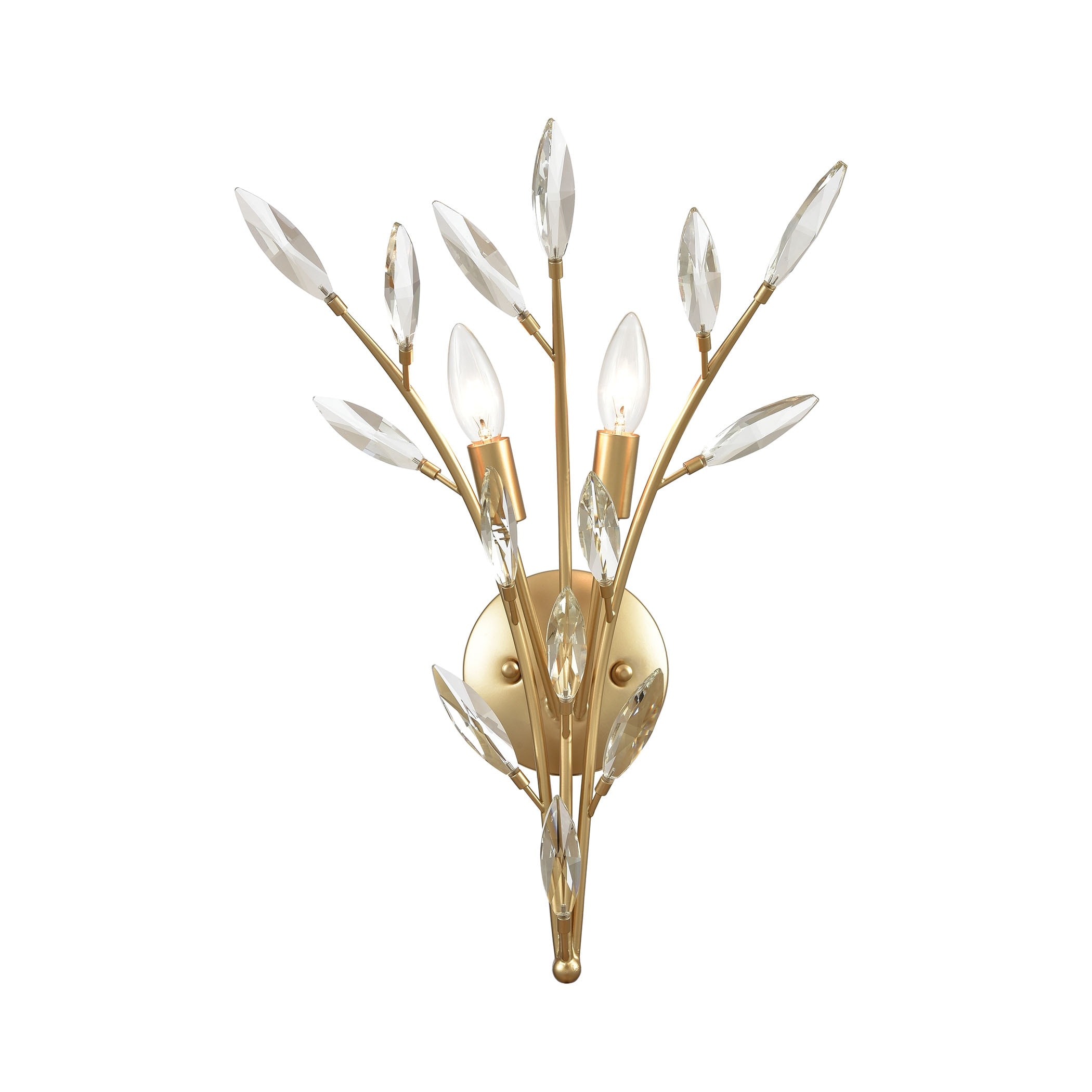 Elk Home Flora Grace Champagne Gold With Crystal Glass 2 Light Sconce