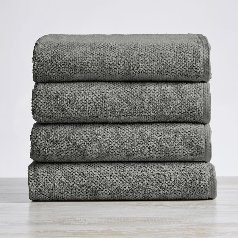 Luxurious Cotton Popcorn Textured Towel Set - Bath Towel (4-Pack) - Dark Grey
