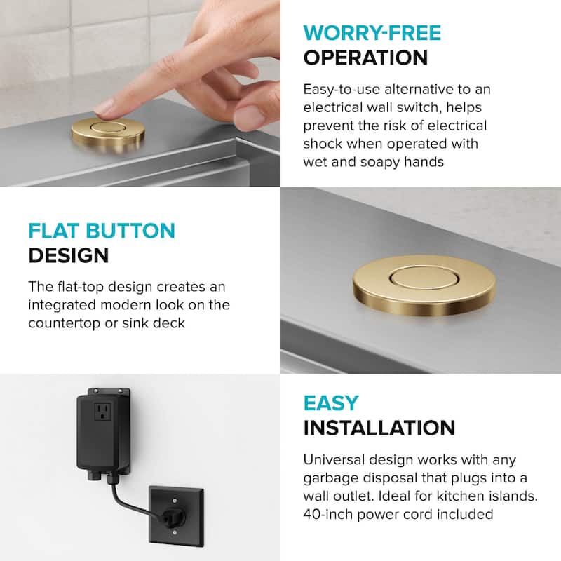 Kraus KWDA-200 Garbage Disposal Air Switch Kit with Flat-Top Push