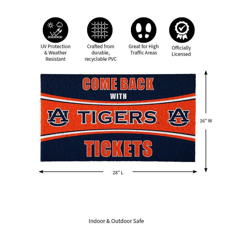 Auburn University 28 in. x 16 in. PVC "Come Back With Tickets" Trapper Door Mat
