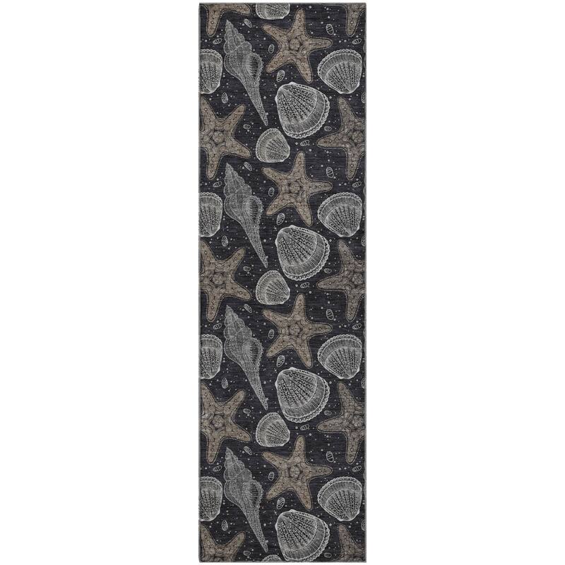 Premium Washable Super Soft Starfish Seashells Coastal Mayfield Rug