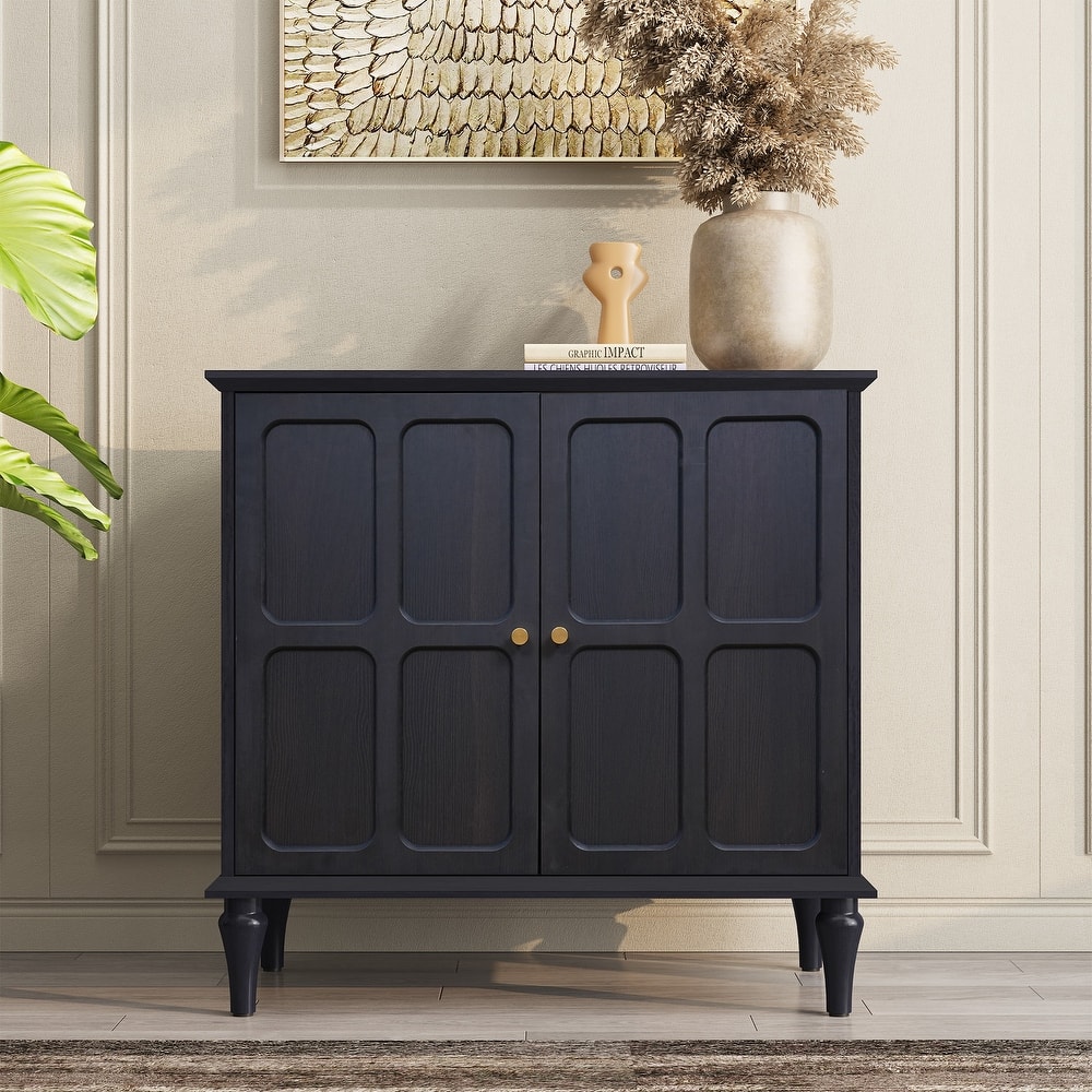 31" Mid-Century 2-Door Cabinet with Removable Tall Wine Glass Rack