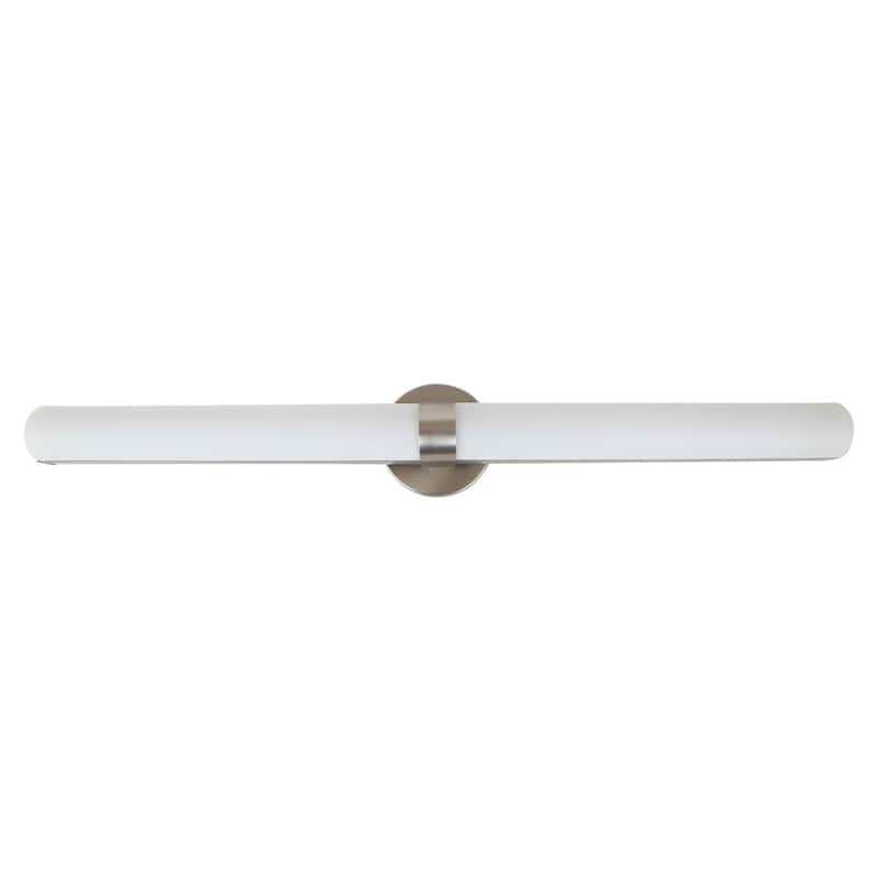 LED Light Vanity Lamp in Brushed Nickel Finish and White Acrylic Shade - 4L x 37.5W x 5.5H in.