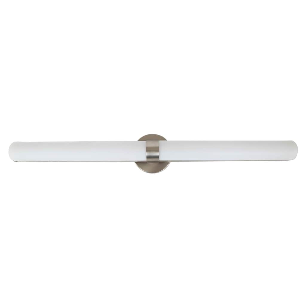 LED Light Vanity Lamp in Brushed Nickel Finish and White Acrylic Shade - 4L x 37.5W x 5.5H in.