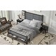 preview thumbnail 18 of 22, Queen Platform Bed with Upholstered Headboard & 2 Drawers - Antique White