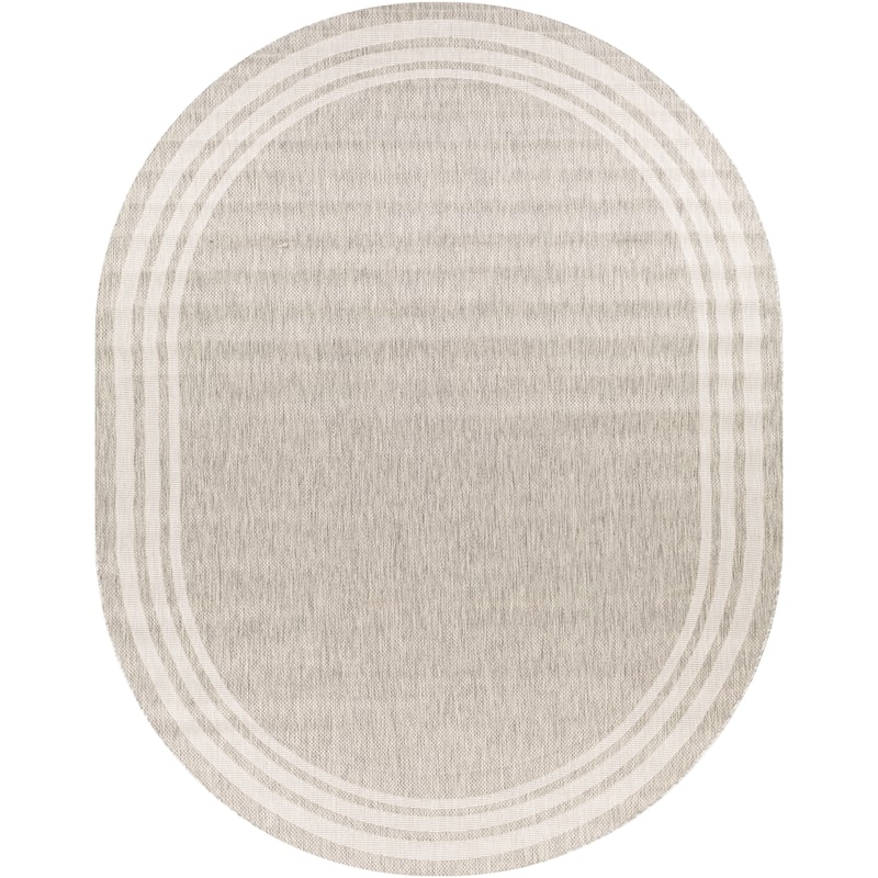 Artistic Weavers Jeremie Indoor/ Outdoor Border Area Rug - 7'10" x 10' Oval - Beige/Grey