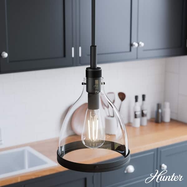 slide 2 of 11, Hunter 10" Van Nuys 1 Light Pendant - Kitchen Island, Dining Room - Industrial, Contemporary, Transitional Matte Black