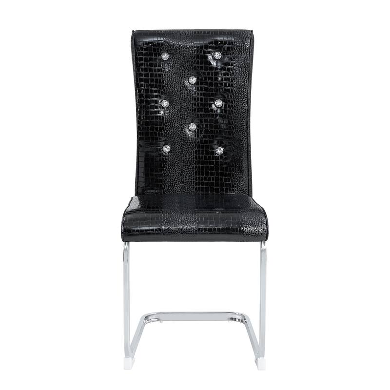 Dining Chair Black Silver Side Chair Kitchen Chair Leisure Chair Lounge Chair Office Chair Armless Chair with Metal Legs