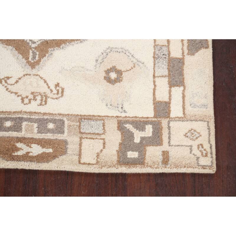 Abstract Modern Oriental Moroccan Area Rug Hand-knotted Wool Carpet - 5'5" x 7'2"