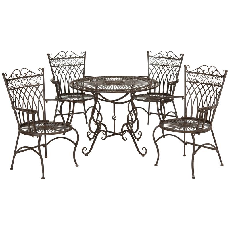 SAFAVIEH Jaylene Victorian Scroll Iron 5-Piece Outdoor Patio Set - 39Wx39Dx29H