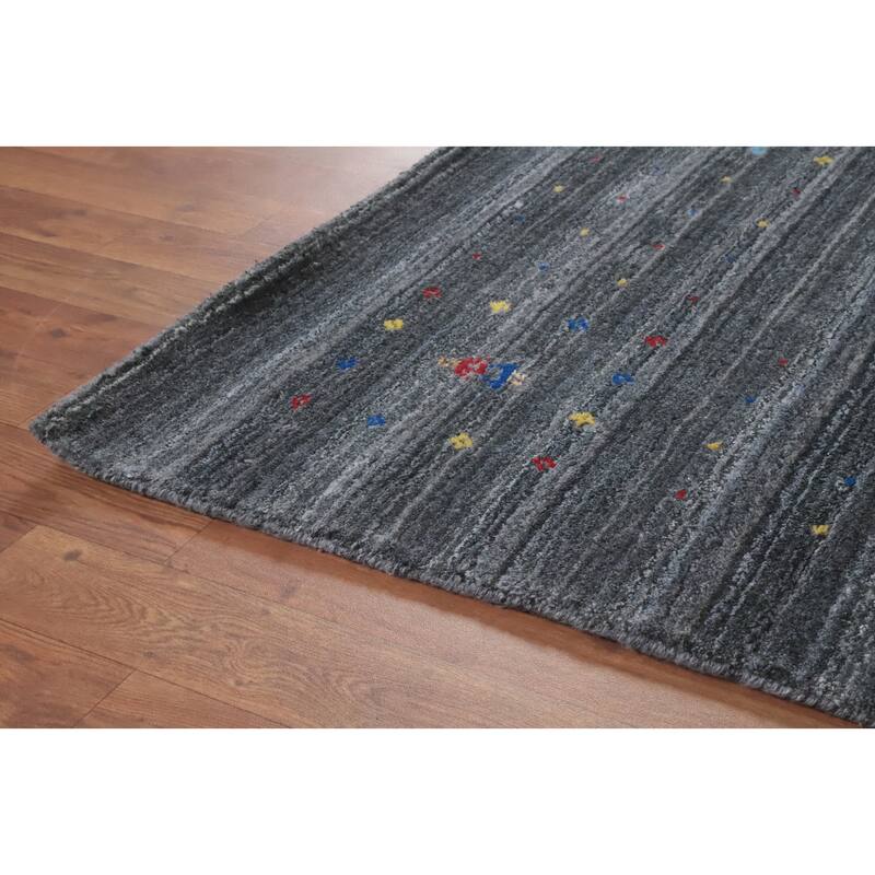 Hand Knotted Oriental 100% Wool Carpet Tribal Animal Pictorial Greys & Charcoal Gabbeh Area Rug - 10' 0'' X 8' 2''