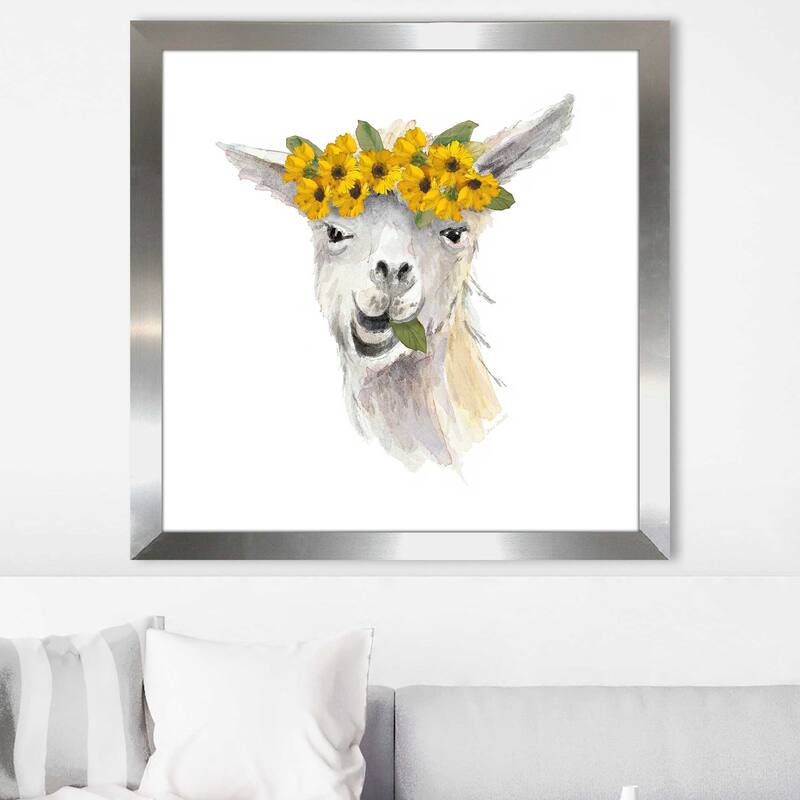 "Floral Llama I (Square)" Print on Acrylic