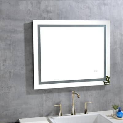 LED Backlit Frameless Bathroom Vanity Mirror with Anti-fog