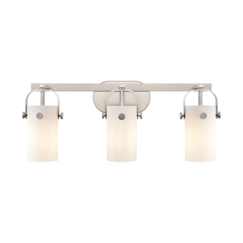 Innovations Lighting 423-3W-11-25 Pilaster II Cylinder Vanity Pilaster - Satin Nickel / Matte White