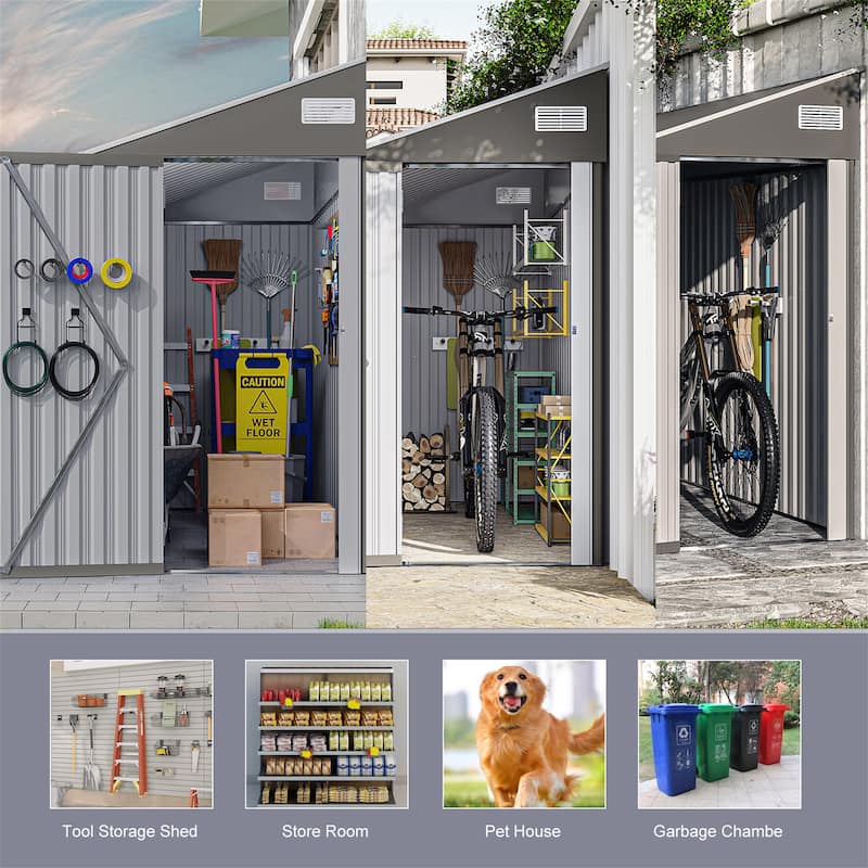 Durable Storage Shed with Single-Hinge Door