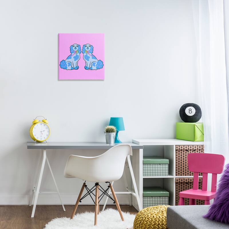 Stupell Funky Dogs Blue & Pink Canvas Wall Art Design By Katie Conley
