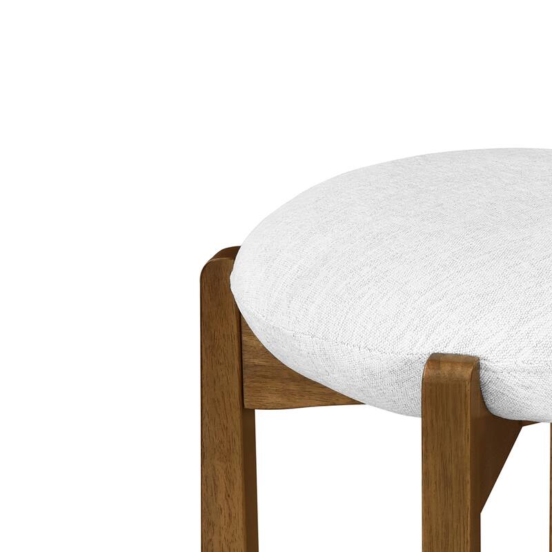 Christopher Knight Home - Tara Rubberwood Upholstered Barstools in Walnut and Ivory Fabric