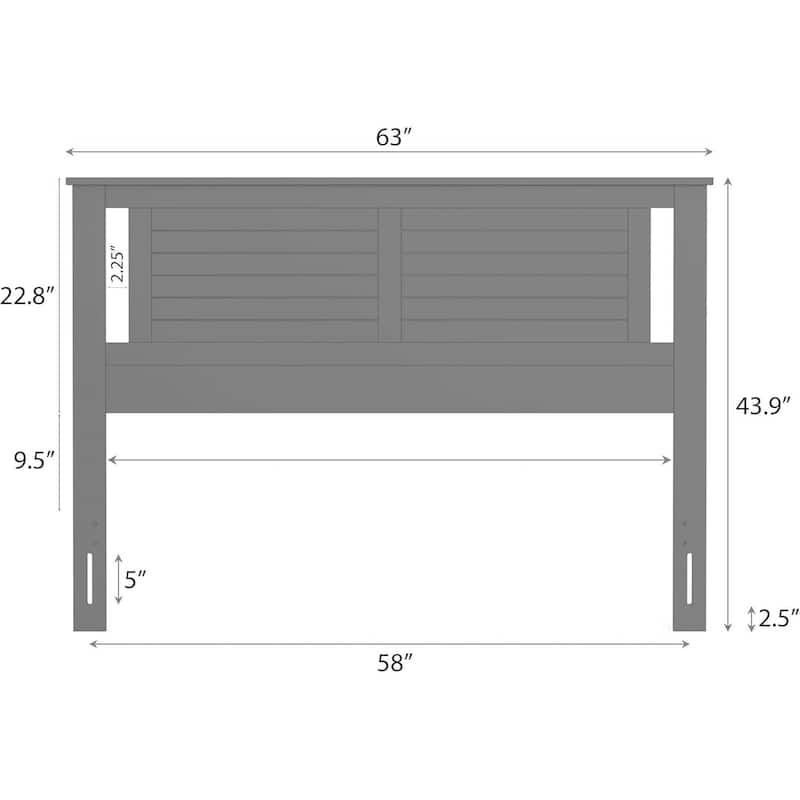 White Rubber Woode Headboard with Horizontal Slat Design for Standard Bed Frames