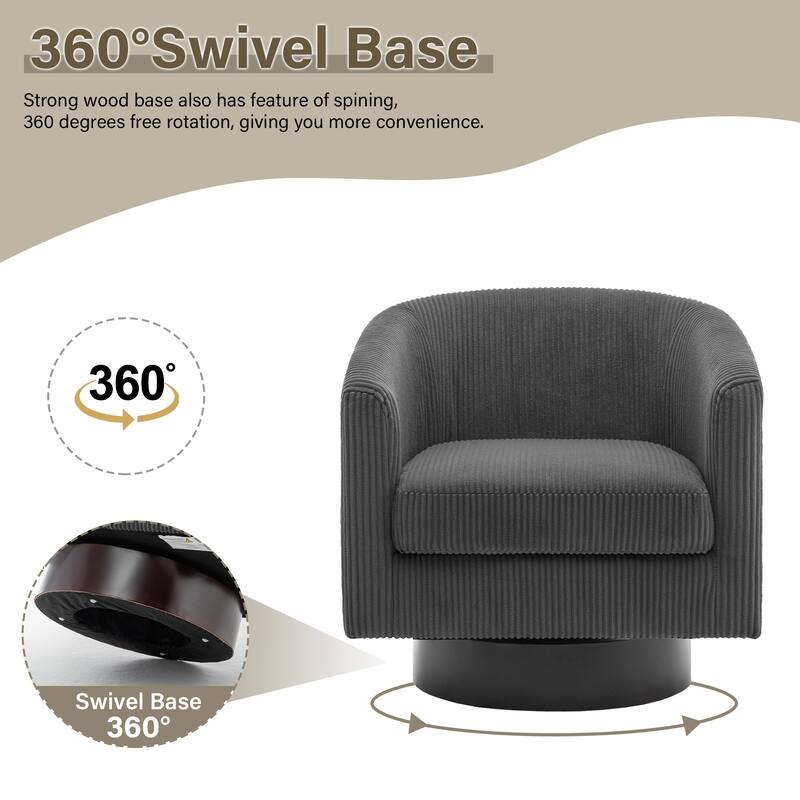 Corduroy Upholstered Swivel Barrel Chair