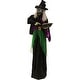 preview thumbnail 6 of 7, 6-ft. Standing Witch, Indoor/Covered Outdoor Halloween Decoration, LED White Eyes, Poseable, Magda the Mad