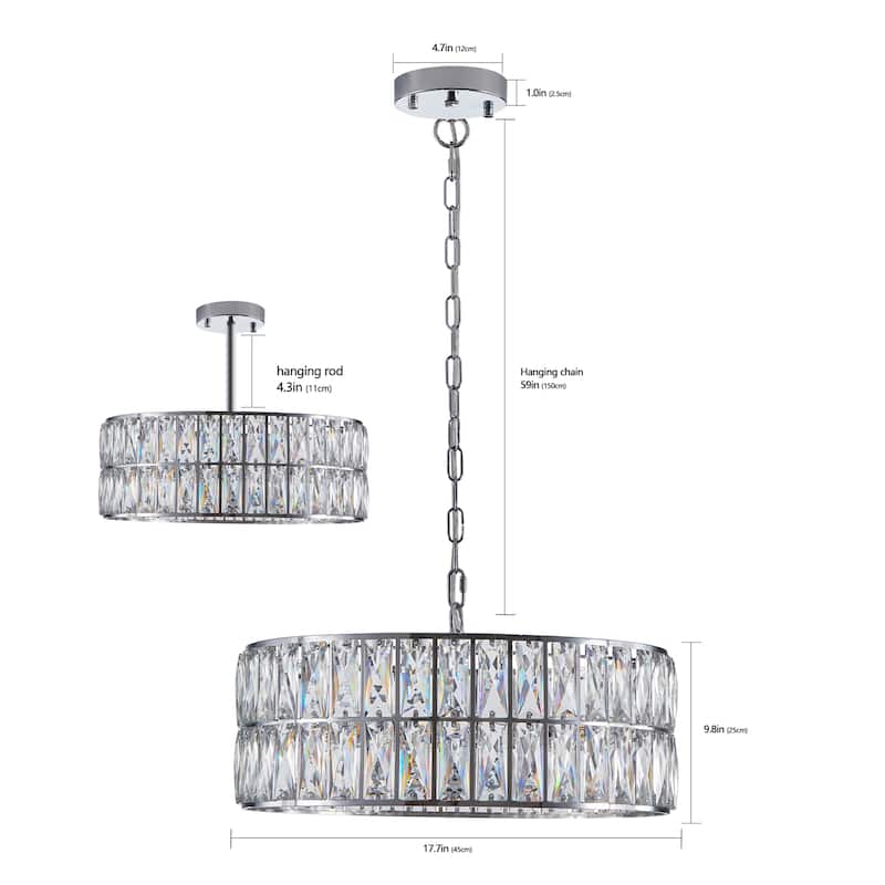 Modern Crystal Drum Chandelier