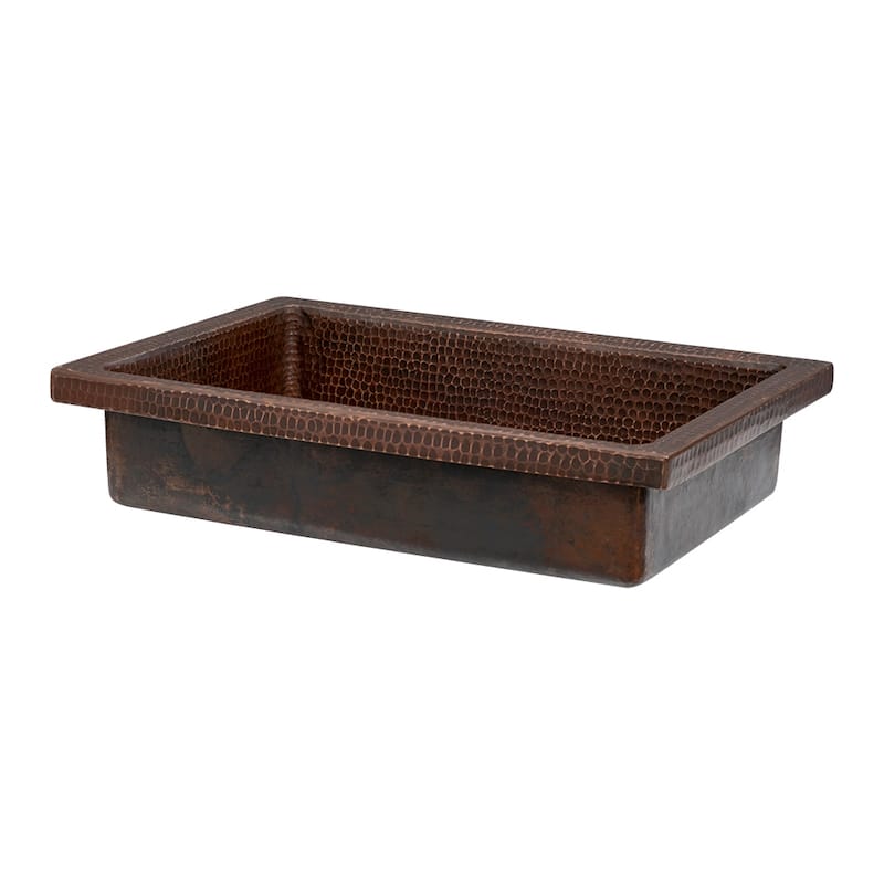 20-in Rectangle Skirted Vessel Hammered Copper Sink (VREC20SK1DB)