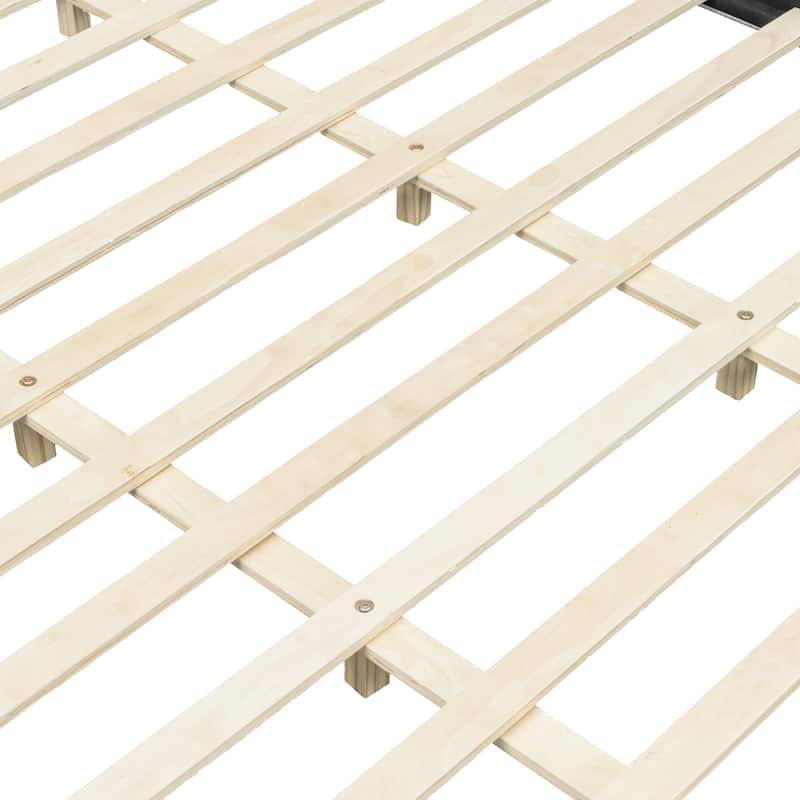 King/Queen Upholstered Platform Bed with Boucle Headboard & Solid Wood Legs