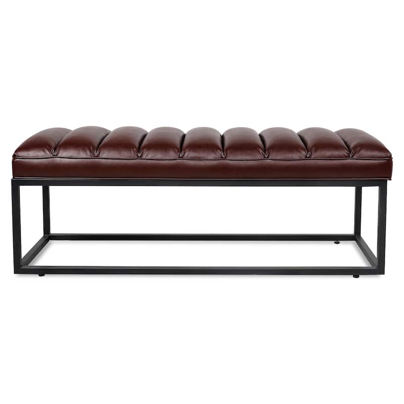 High Quality Upholstered Bench with Metal Base