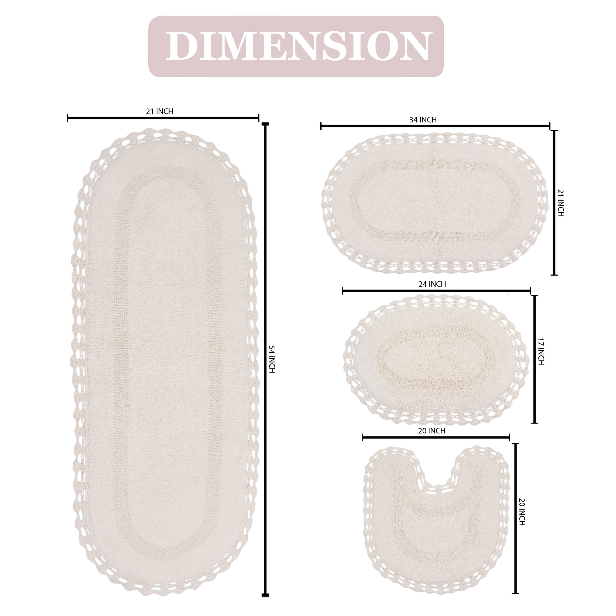 как выглядит Hampton Crochet Bathmat 100 Cotton Non-Slip Bathroom Rug фото