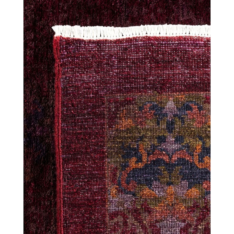 Overton Hand Knotted Wool Vintage Inspired Modern Contemporary Overdyed Red Area Rug - 9' 0" x 11' 10"