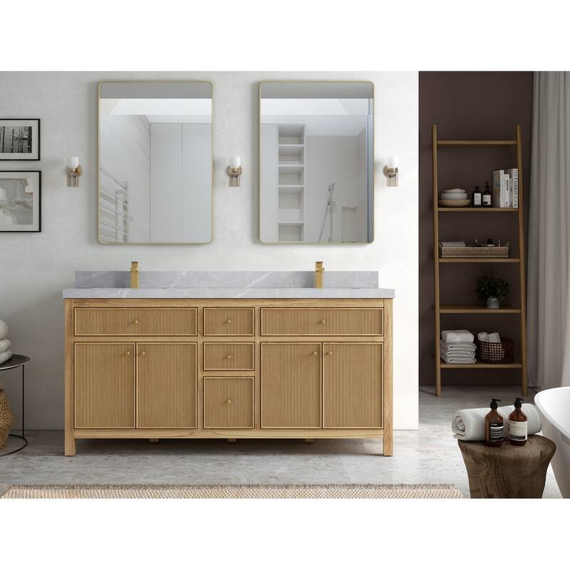 Willow Collections 72 in. W x 22 in. D Sonoma Teak Double Sink Bathroom Vanity with Countertop
