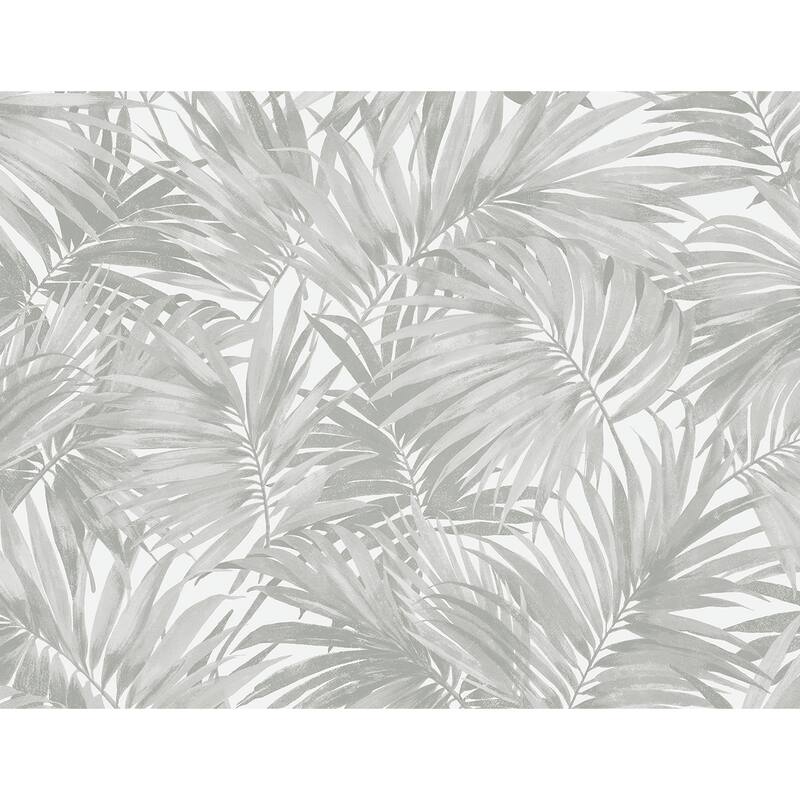 Lillian August Cordelia Tossed Palms Embossed Vinyl Unpasted Wallpaper - 27 in. W x 27 ft. L - Rock Gray