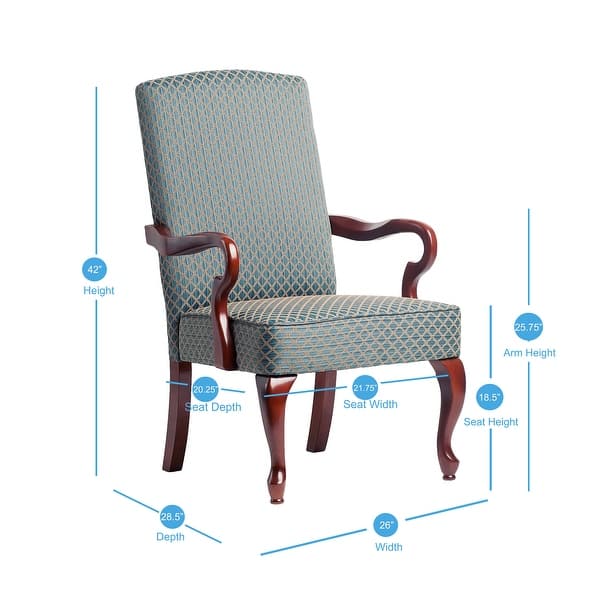 dimension image slide 3 of 4, Copper Grove Casalis Cherry Finish Gooseneck Accent Chair