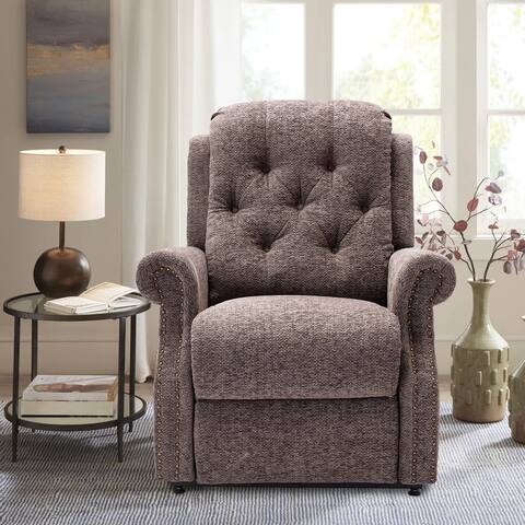 Clihome Brown Chenille Knit Fabric Power-lift Recliner